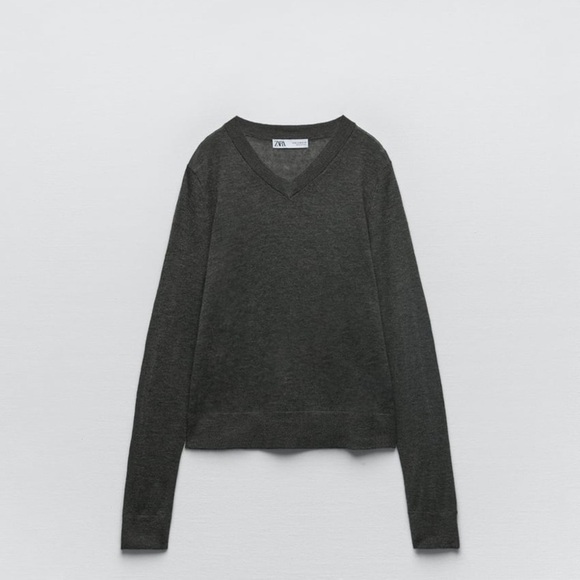 ZARA WOOL AND ALPACA BLEND FINE KNIT SWEATER DARK GREY SZ M - Picture 7 of 12